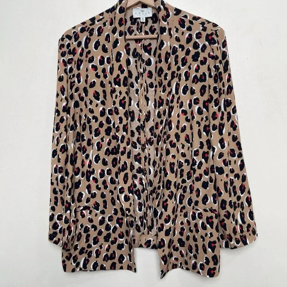 Chaus New York Womens Medium Leopard Open Blazer Jacket - Picture 1 of 12